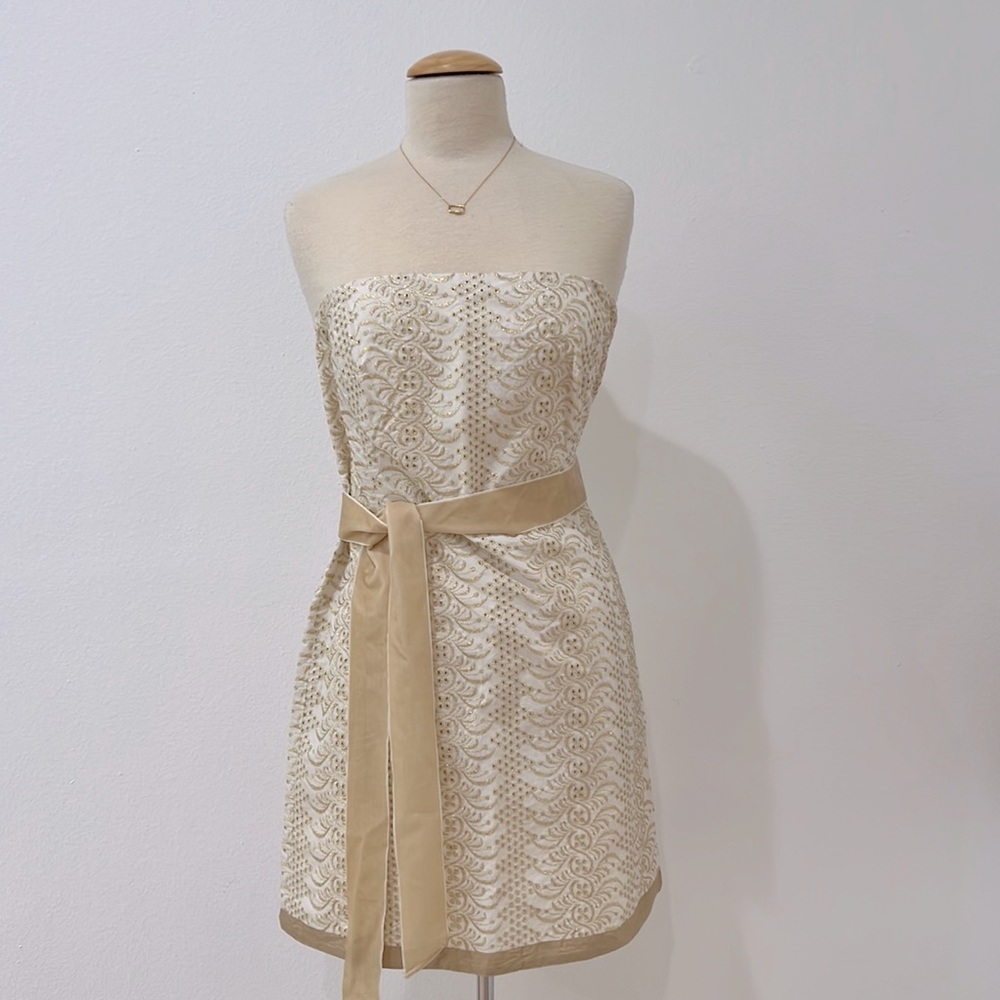 Banana republic gold detail strapless evening party dress size 4